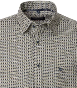 CASA MODA Sport casual fit overhemd, twill, blauw met wit en groen dessin