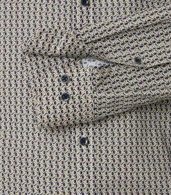 CASA MODA Sport casual fit overhemd, twill, blauw met wit en groen dessin