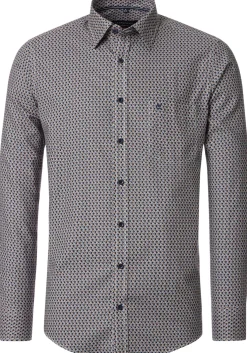 CASA MODA Sport casual fit overhemd, twill, blauw met wit en rood dessin
