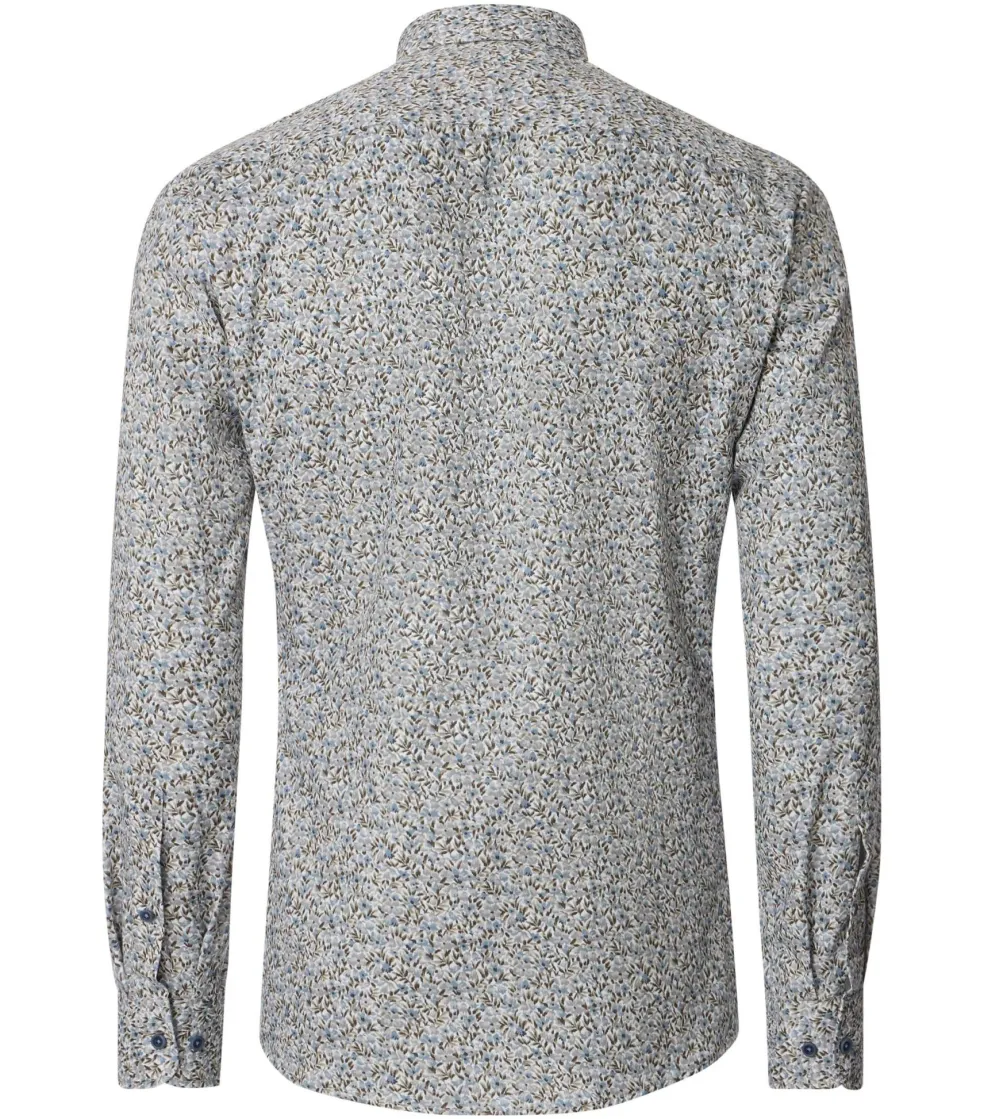 CASA MODA Sport casual fit overhemd, twill, beige met blauw en groen dessin