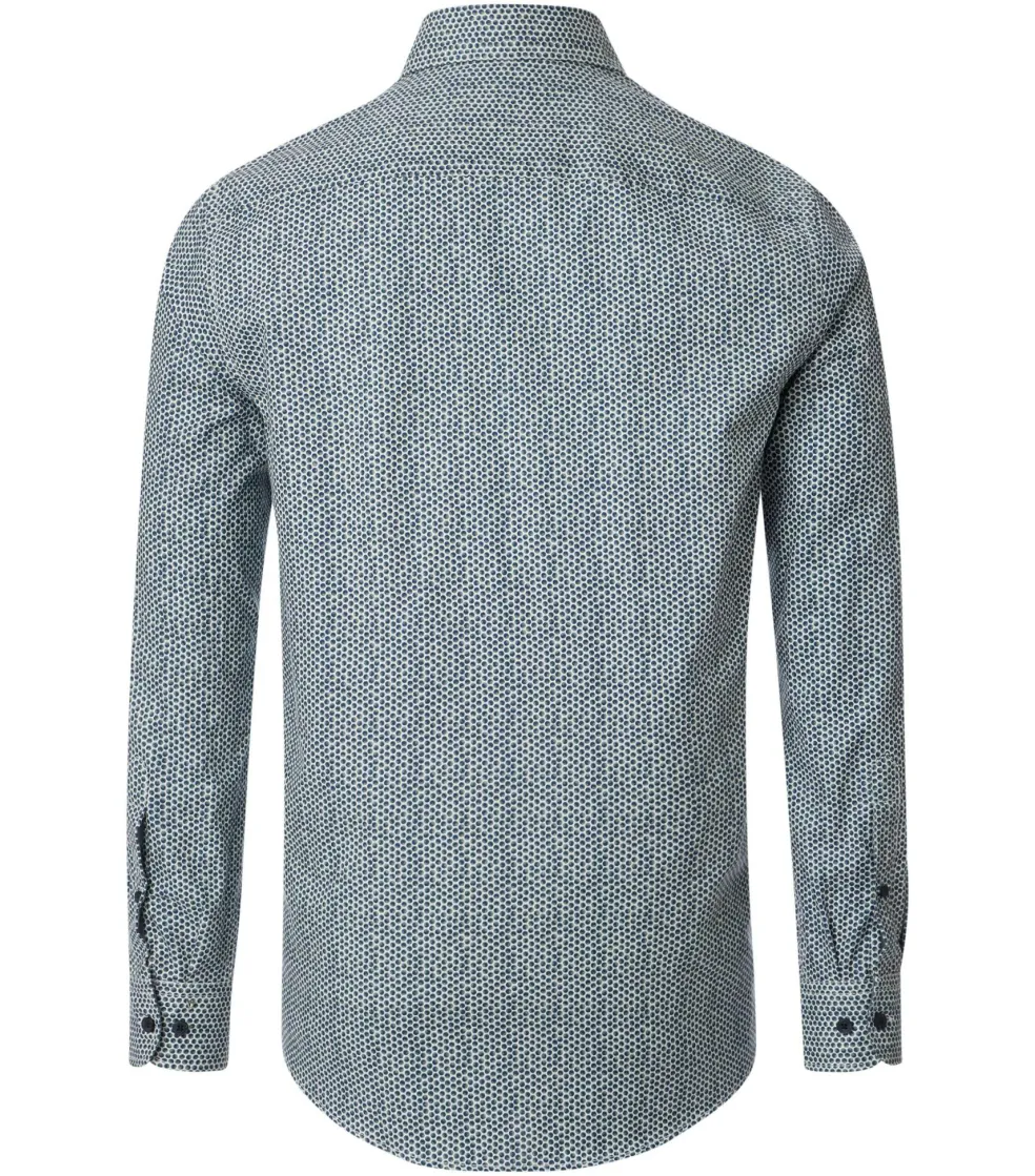 CASA MODA Sport casual fit overhemd, twill, wit met blauw en groen dessin