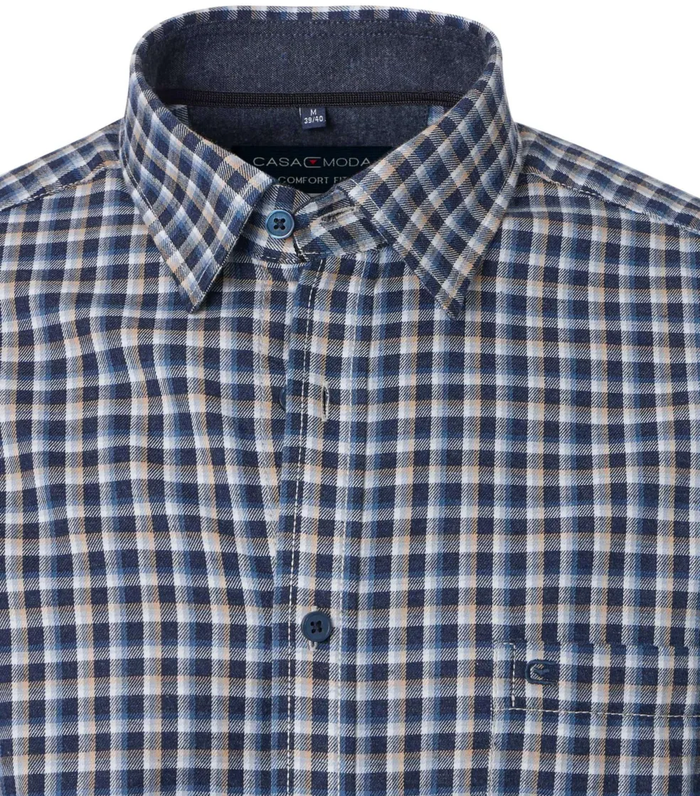 CASA MODA Sport comfort fit overhemd, flanel, blauw geruit
