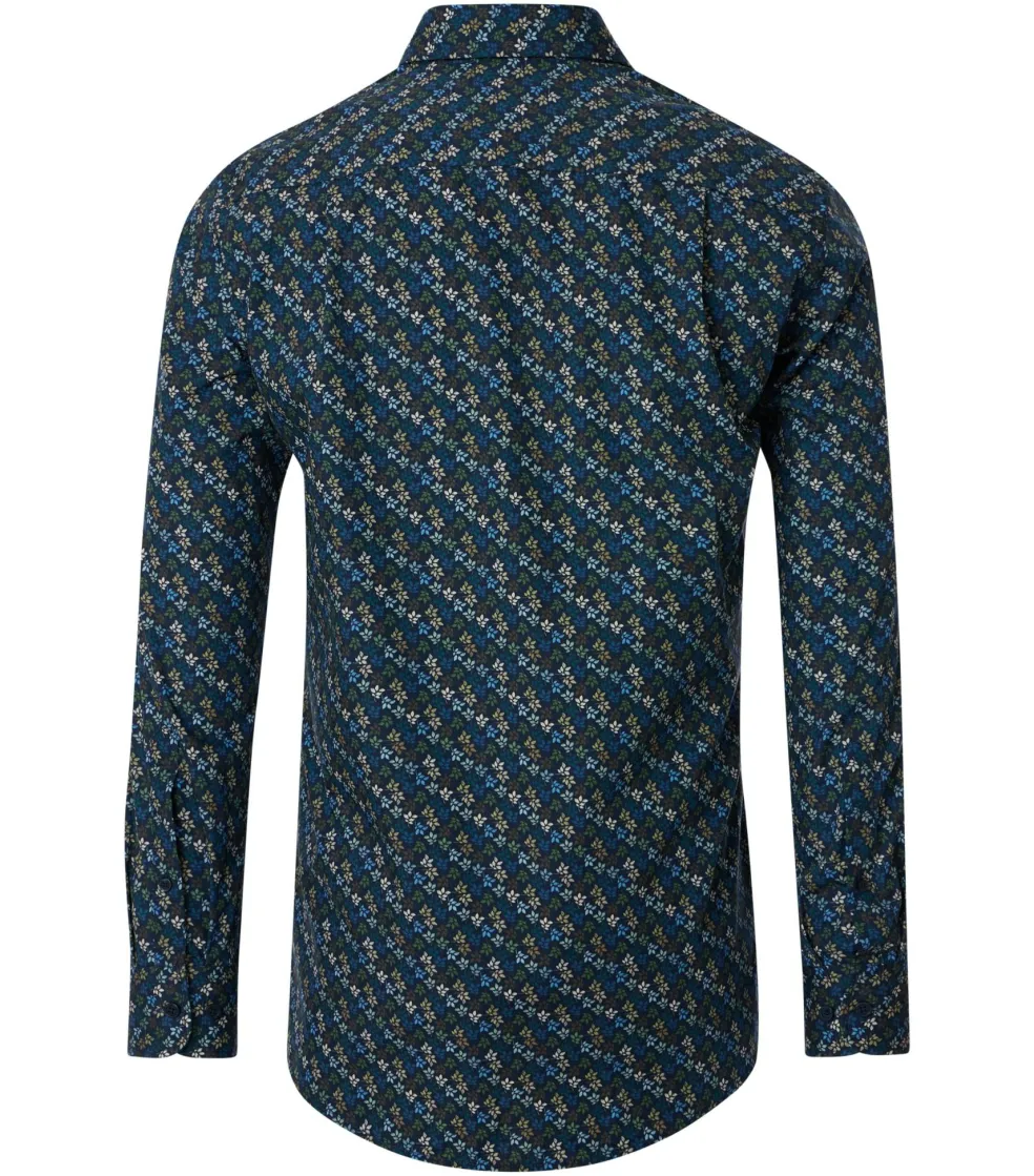 CASA MODA Sport comfort fit overhemd, popeline, blauw dessin