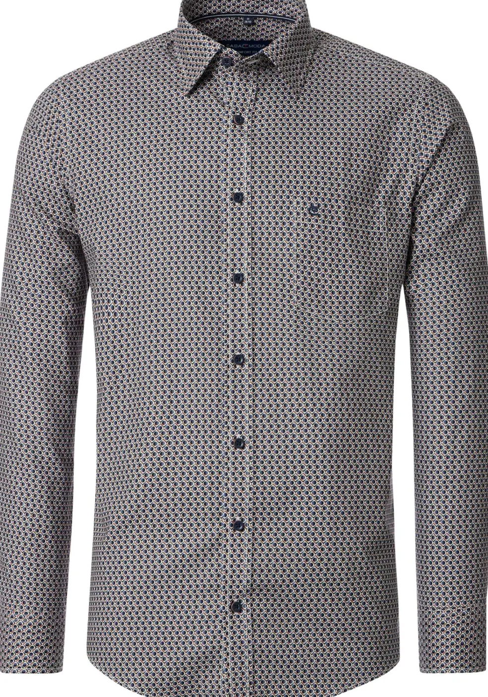 CASA MODA Sport comfort fit overhemd, popeline, blauw dessin