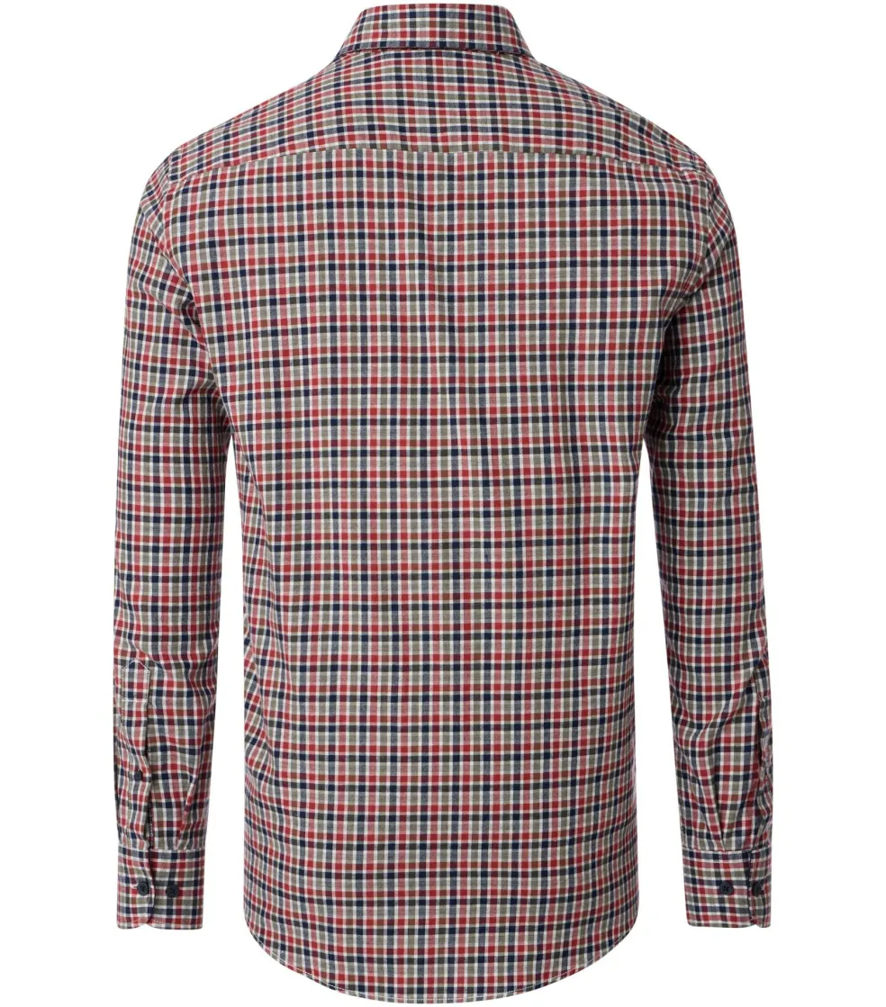CASA MODA Sport comfort fit overhemd, twill, oranje geruit