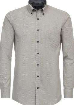 CASA MODA Sport comfort fit overhemd, popeline, geel dessin