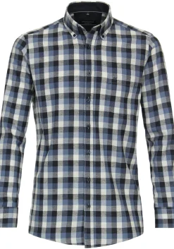 CASA MODA Sport comfort fit overhemd, flanel, blauw geruit