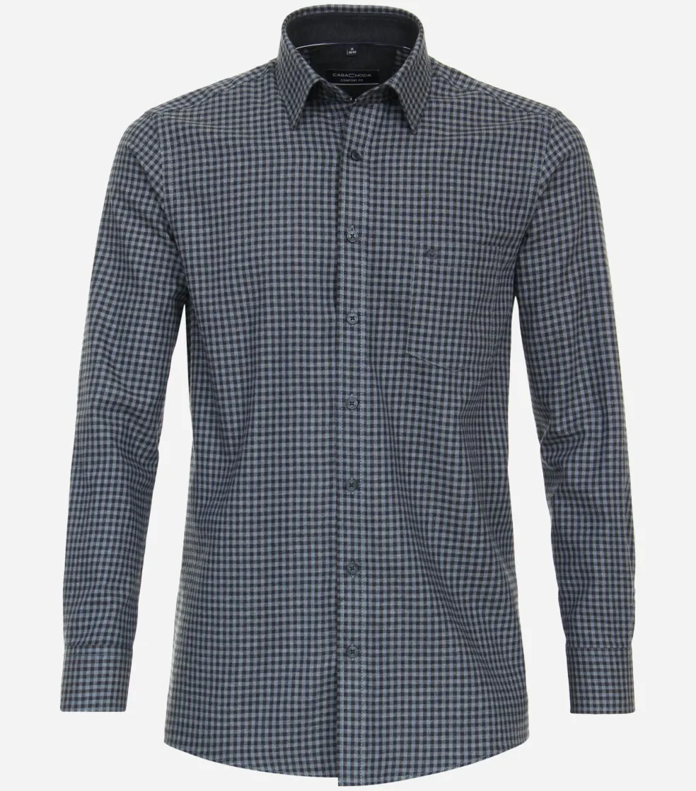 CASA MODA Sport comfort fit overhemd, flanel, blauw geruit