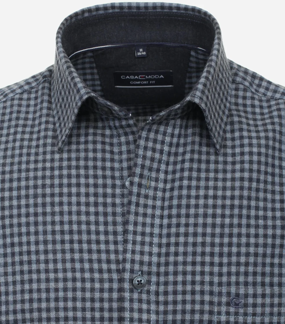 CASA MODA Sport comfort fit overhemd, flanel, blauw geruit