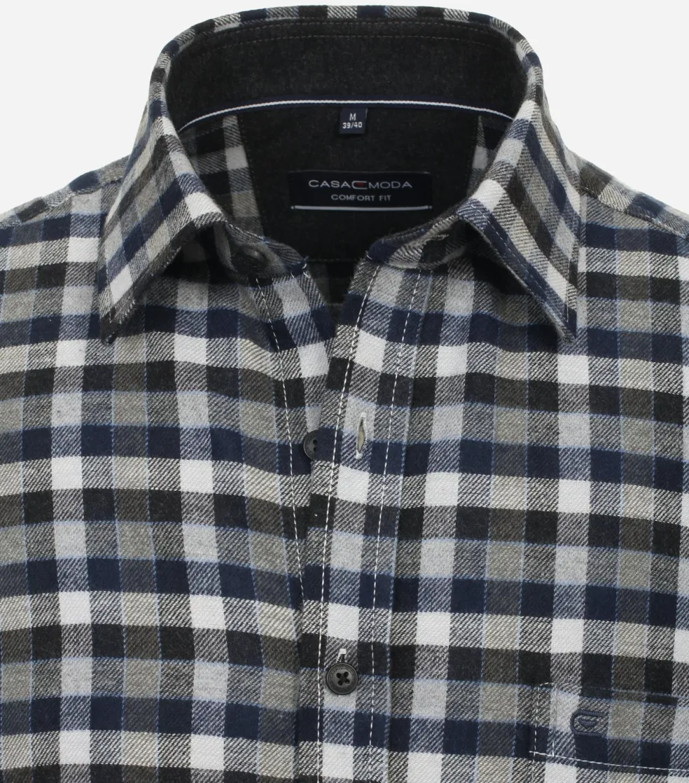 CASA MODA Sport comfort fit overhemd, flanel, groen geruit