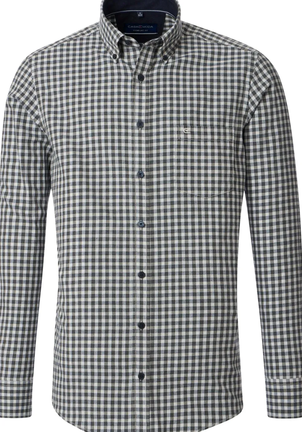 CASA MODA Sport comfort fit overhemd, flanel, blauw met wit en groen geruit