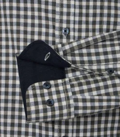 CASA MODA Sport comfort fit overhemd, flanel, blauw met wit en groen geruit
