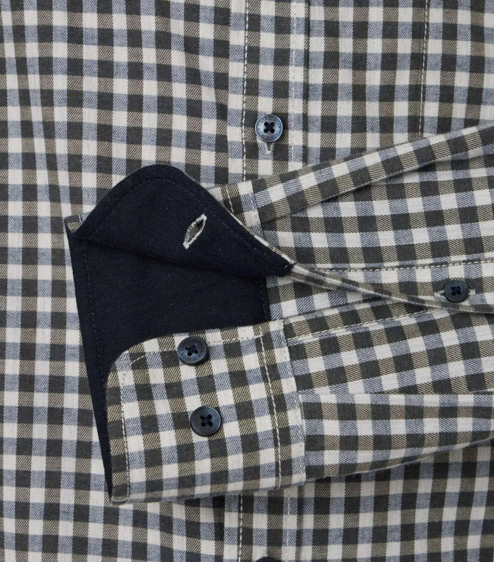 CASA MODA Sport comfort fit overhemd, flanel, blauw met wit en groen geruit
