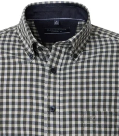CASA MODA Sport comfort fit overhemd, flanel, blauw met wit en groen geruit