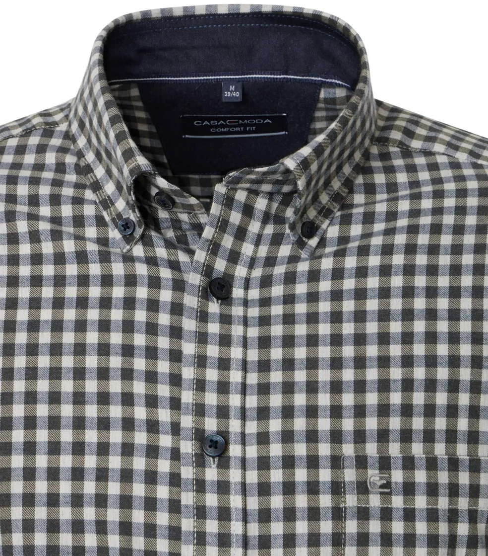 CASA MODA Sport comfort fit overhemd, flanel, blauw met wit en groen geruit