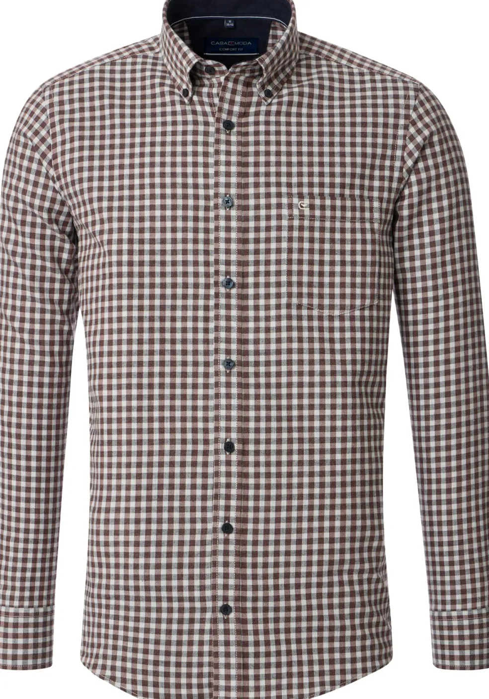 CASA MODA Sport comfort fit overhemd, flanel, bruin geruit