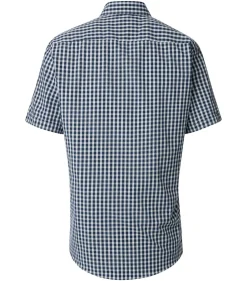 CASA MODA Sport comfort fit overhemd, korte mouw, popeline, blauw met wit geruit