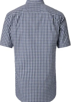 CASA MODA Sport comfort fit overhemd, korte mouw, structuur, blauw met wit geruit