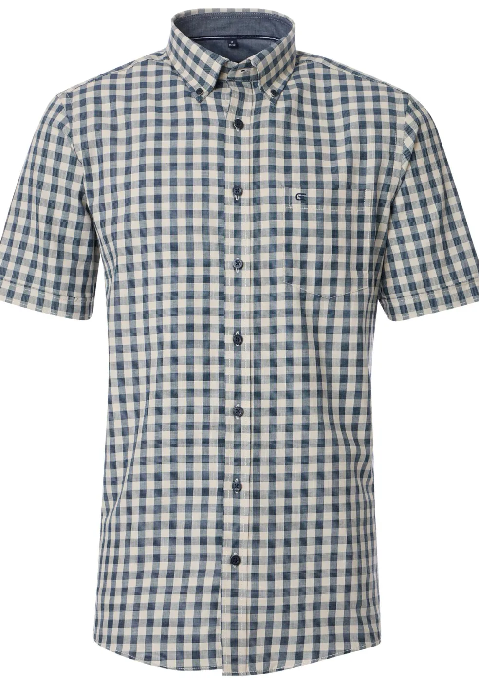 CASA MODA Sport comfort fit overhemd, korte mouw, chambray, beige geruit