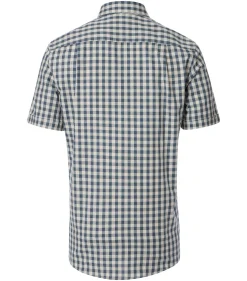 CASA MODA Sport comfort fit overhemd, korte mouw, chambray, beige geruit