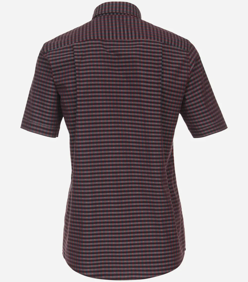 CASA MODA Sport comfort fit overhemd, korte mouw, dobby, rood geruit