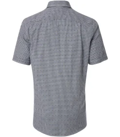 CASA MODA Sport comfort fit overhemd, korte mouw, fil a fil, blauw geruit