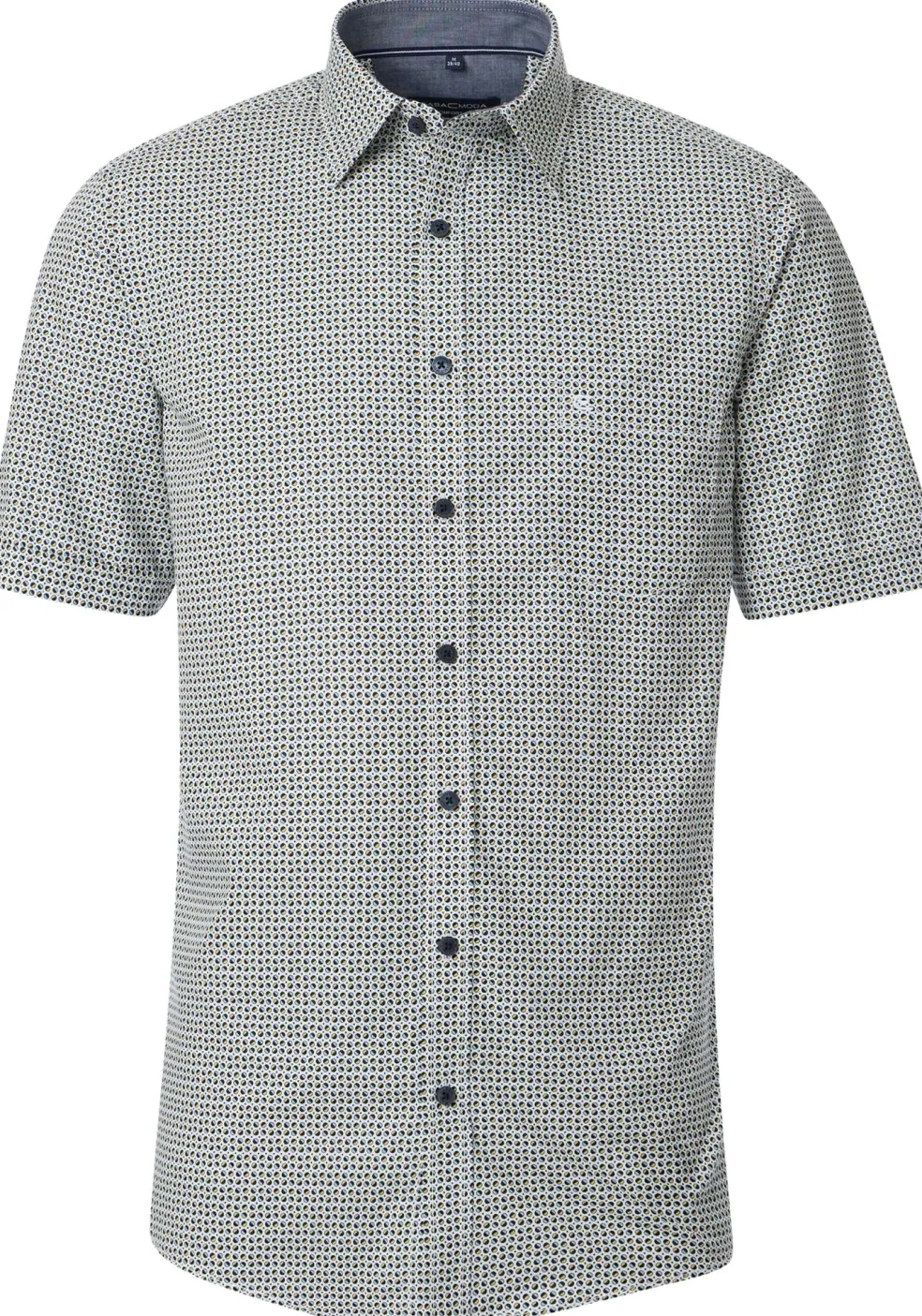 CASA MODA Sport comfort fit overhemd, korte mouw, popeline, blauw dessin