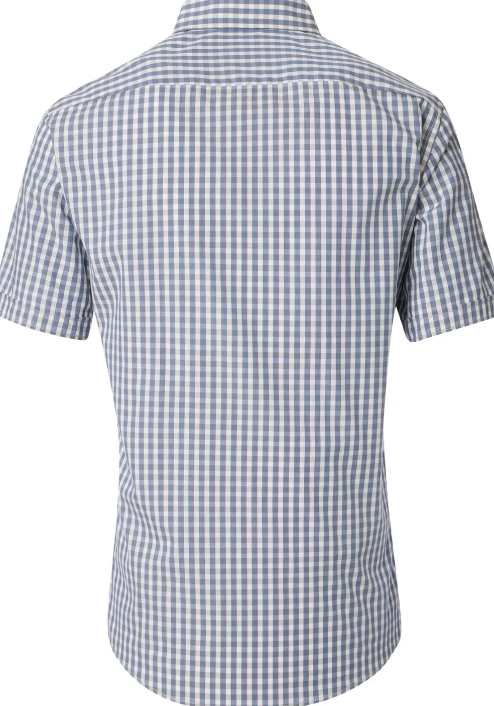 CASA MODA Sport comfort fit overhemd, korte mouw, popeline, blauw met groen en wit geruit