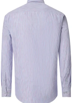 CASA MODA Sport comfort fit overhemd, popeline, blauw met wit en rood gestreept