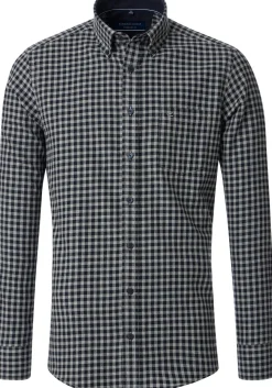 CASA MODA Sport comfort fit overhemd, flanel, blauw met grijs geruit