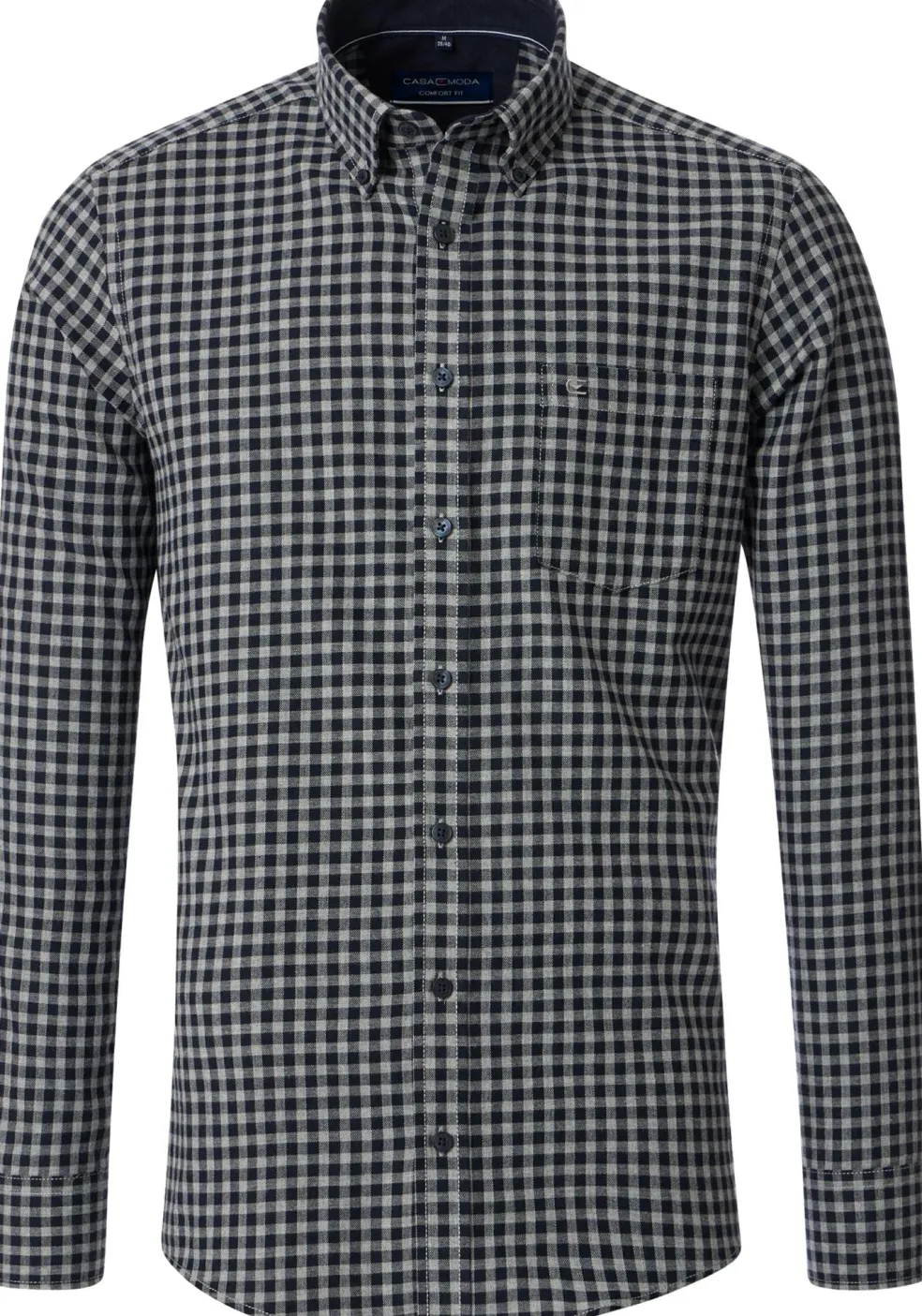 CASA MODA Sport comfort fit overhemd, flanel, blauw met grijs geruit