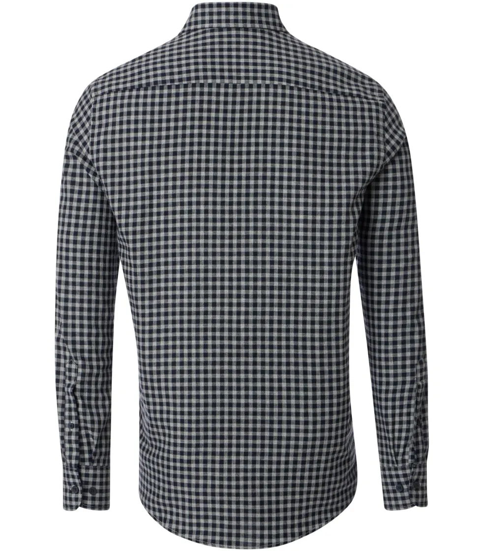 CASA MODA Sport comfort fit overhemd, flanel, blauw met grijs geruit