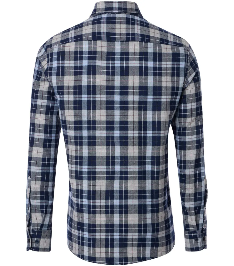 CASA MODA Sport comfort fit overhemd, flanel, blauw geruit
