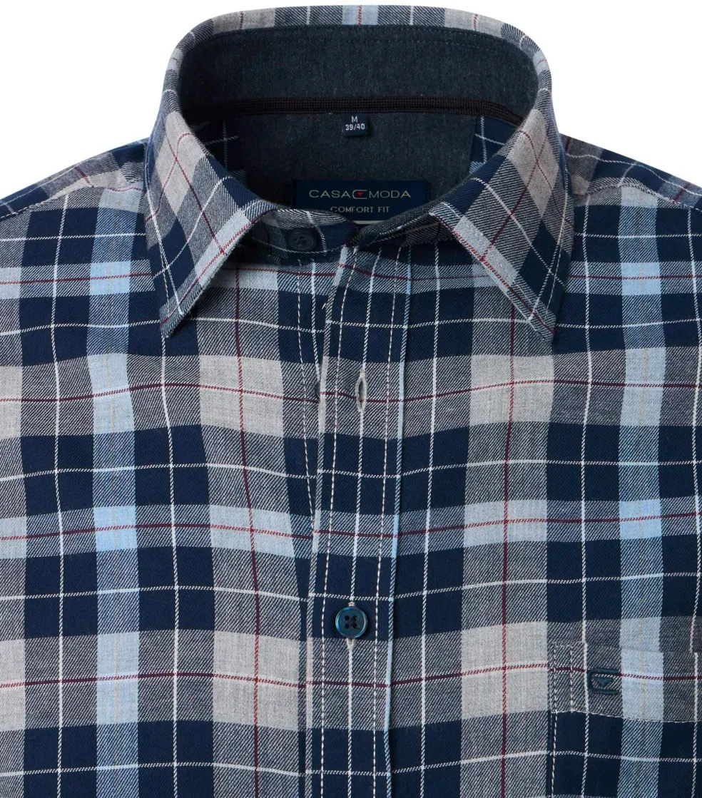 CASA MODA Sport comfort fit overhemd, flanel, blauw geruit