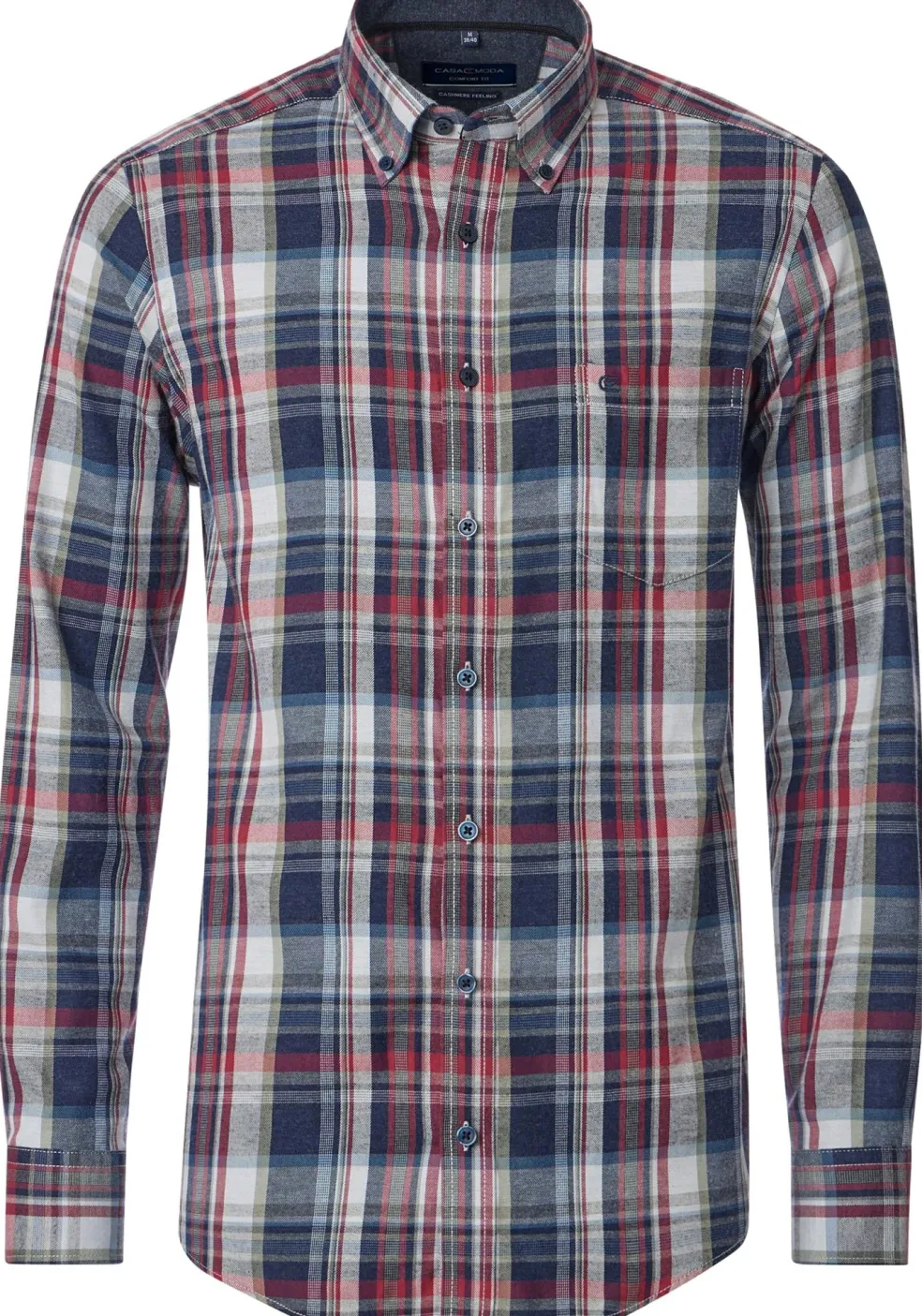 CASA MODA Sport comfort fit overhemd, flanel, blauw geruit