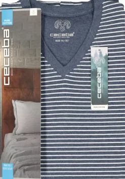 Ceceba heren pyjama, blauw met wit gestreept