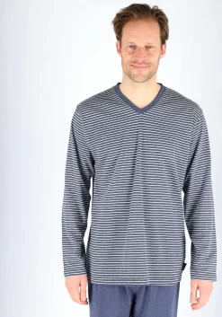 Ceceba heren pyjama, blauw met wit gestreept