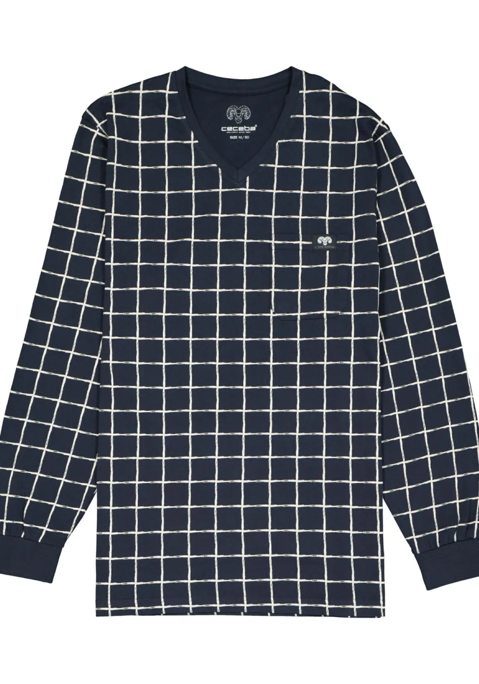 Ceceba heren pyjama, donkerblauw met wit geruit
