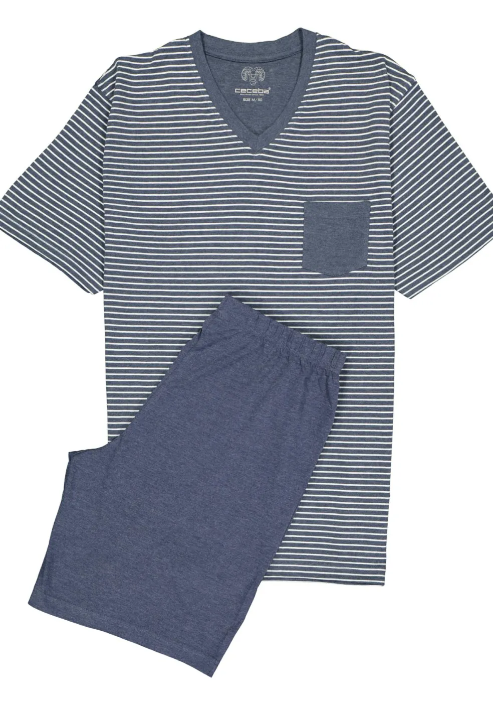 Ceceba heren shortama, blauw met wit gestreept