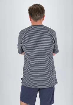 Ceceba heren shortama, blauw met wit gestreept