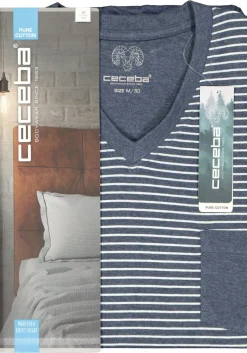 Ceceba heren shortama, blauw met wit gestreept