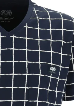 Ceceba heren shortama, donkerblauw met wit geruit