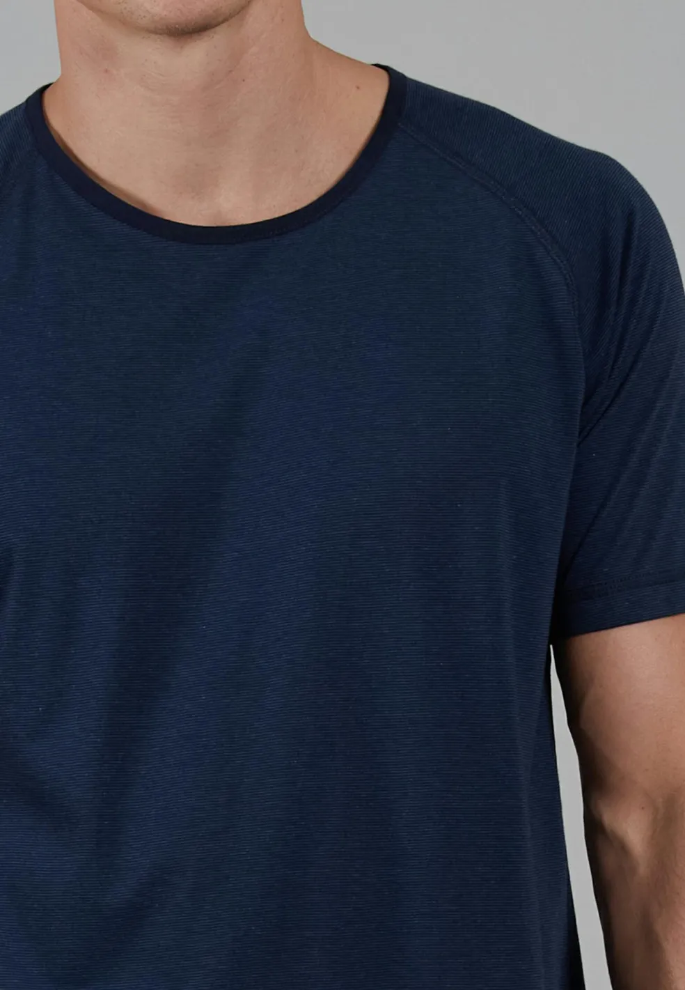 Ceceba heren shortama O-hals, donkerblauw gestreept