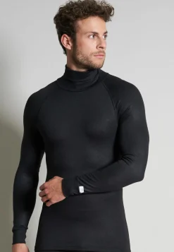 Ceceba heren thermo shirt lange mouw met col (1-pack), zwart