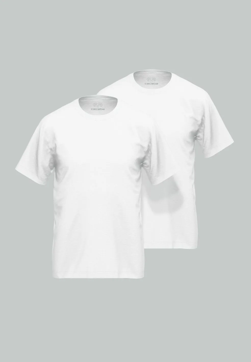 Ceceba heren T-shirt met O-hals (2-pack), wit