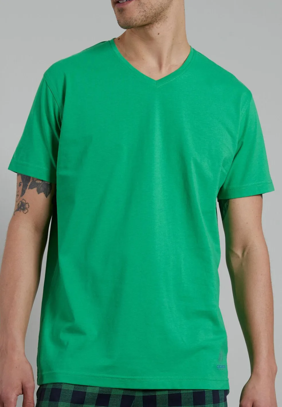 Ceceba heren T-shirt V-hals (1-pack), middengroen