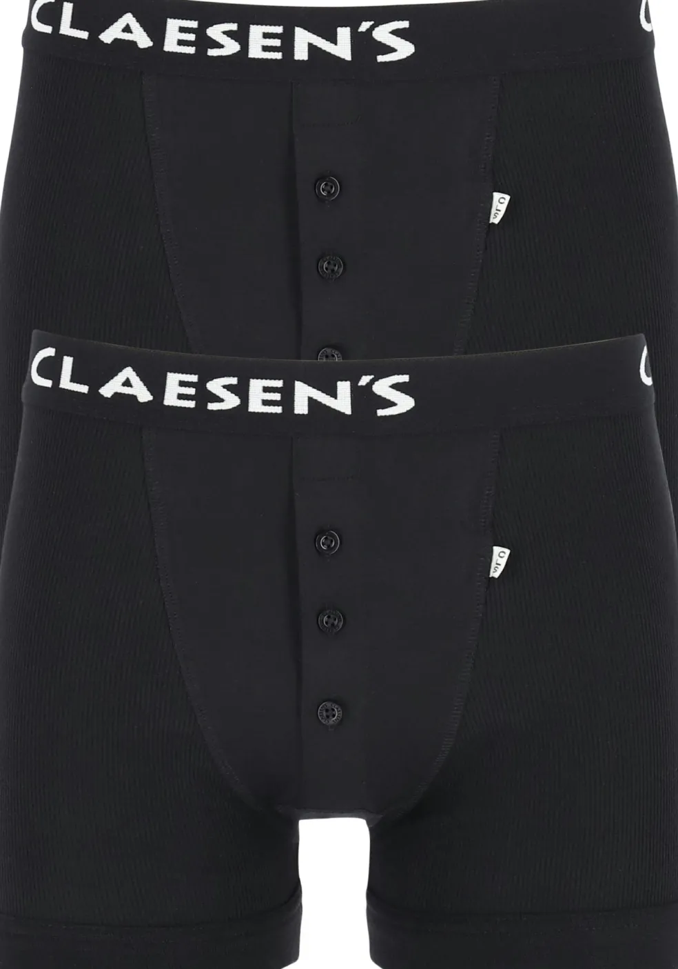 Claesen's Basics boxers (2-pack), retro rib heren boxers met gulp, zwart