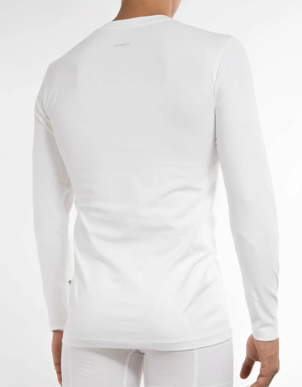 Claesen's Basics T-shirt (1-pack), heren T-shirt V-hals lange mouw, wit