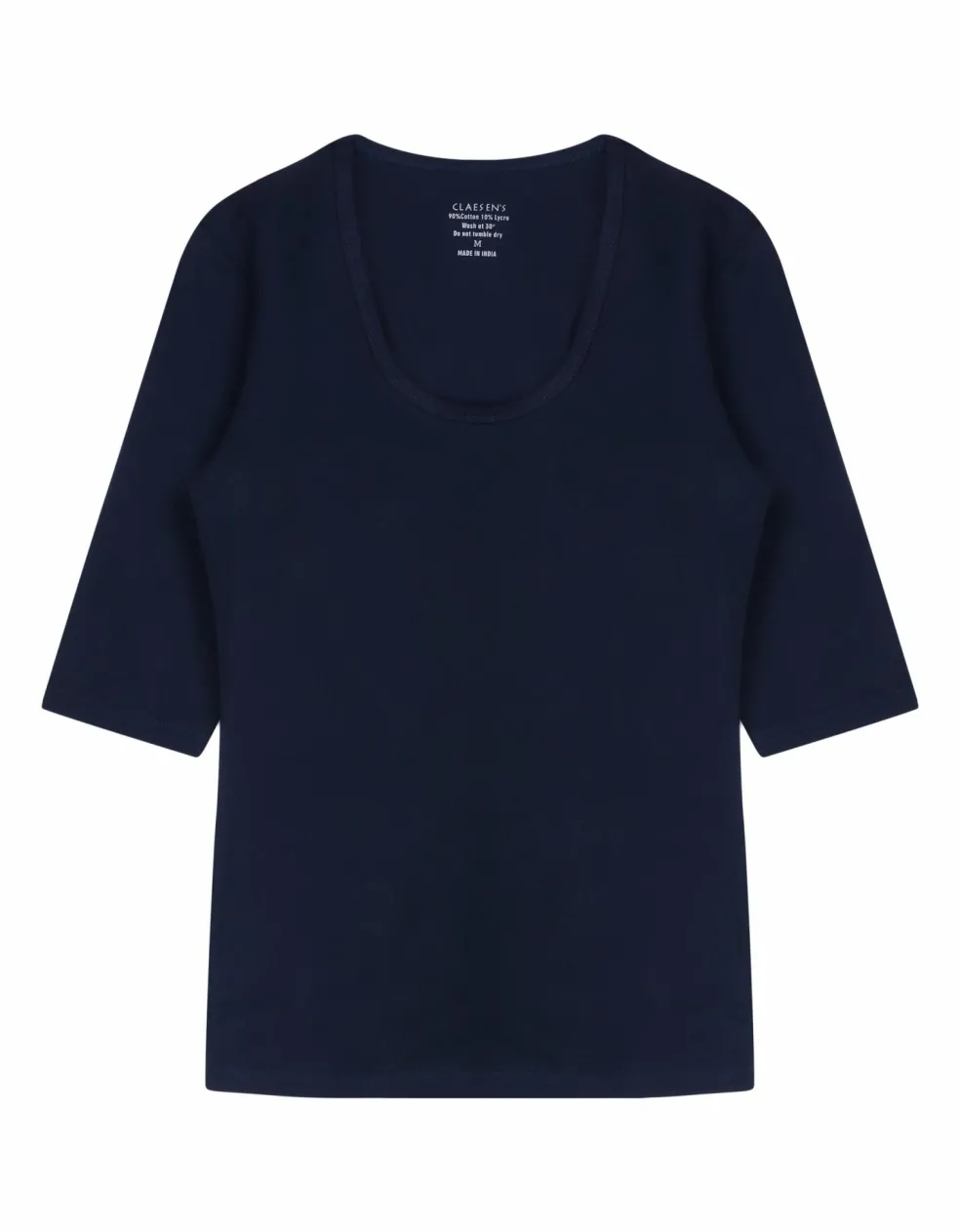 Claesen's dames Basics T-shirt (1-pack), 3/4 mouw O-hals T-shirt, blauw