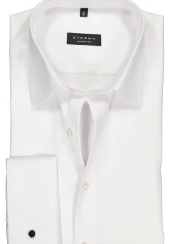 ETERNA comfort fit overhemd, dubbele manchet, niet doorschijnend twill heren overhemd, wit